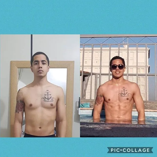 Antes e depois de aluno acompanhado pelo Dr. Beraldo